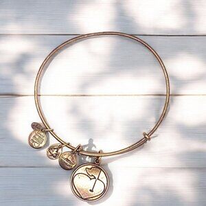 Alex And Ani Golf Themed Gold-Tone Charm Bangle Bracelet Expandable
